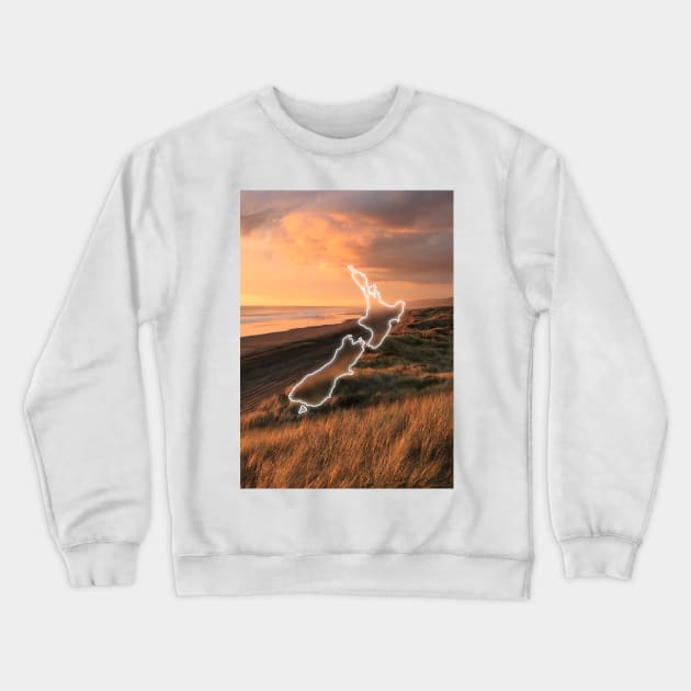 New Zealand Country Map | Luminous Landscapes Crewneck Sweatshirt by Visitify